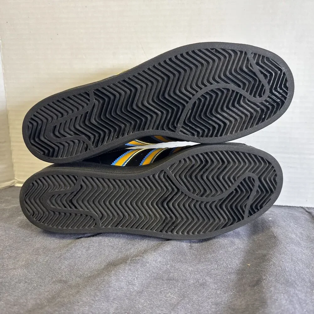 Adidas Superstar Mens Size 7 Black Gold Blue Athletic Lifestyle Shoes Sneakers